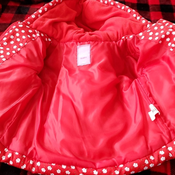 Red Flower Puffy Coat - Picture 3 of 6